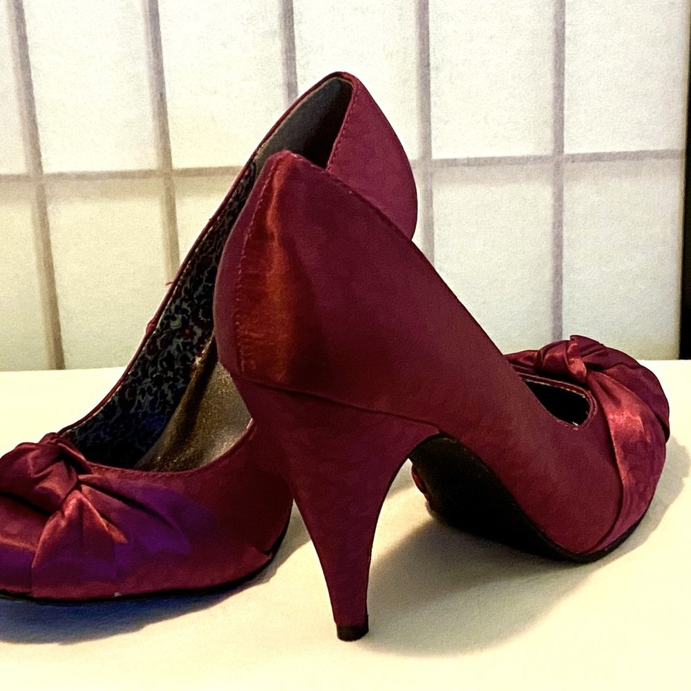 Rocket Dog Satin Leopard Print Knotted Low Toe Heeled Pump Purple Tonal 6.5M - Picture 6 of 13